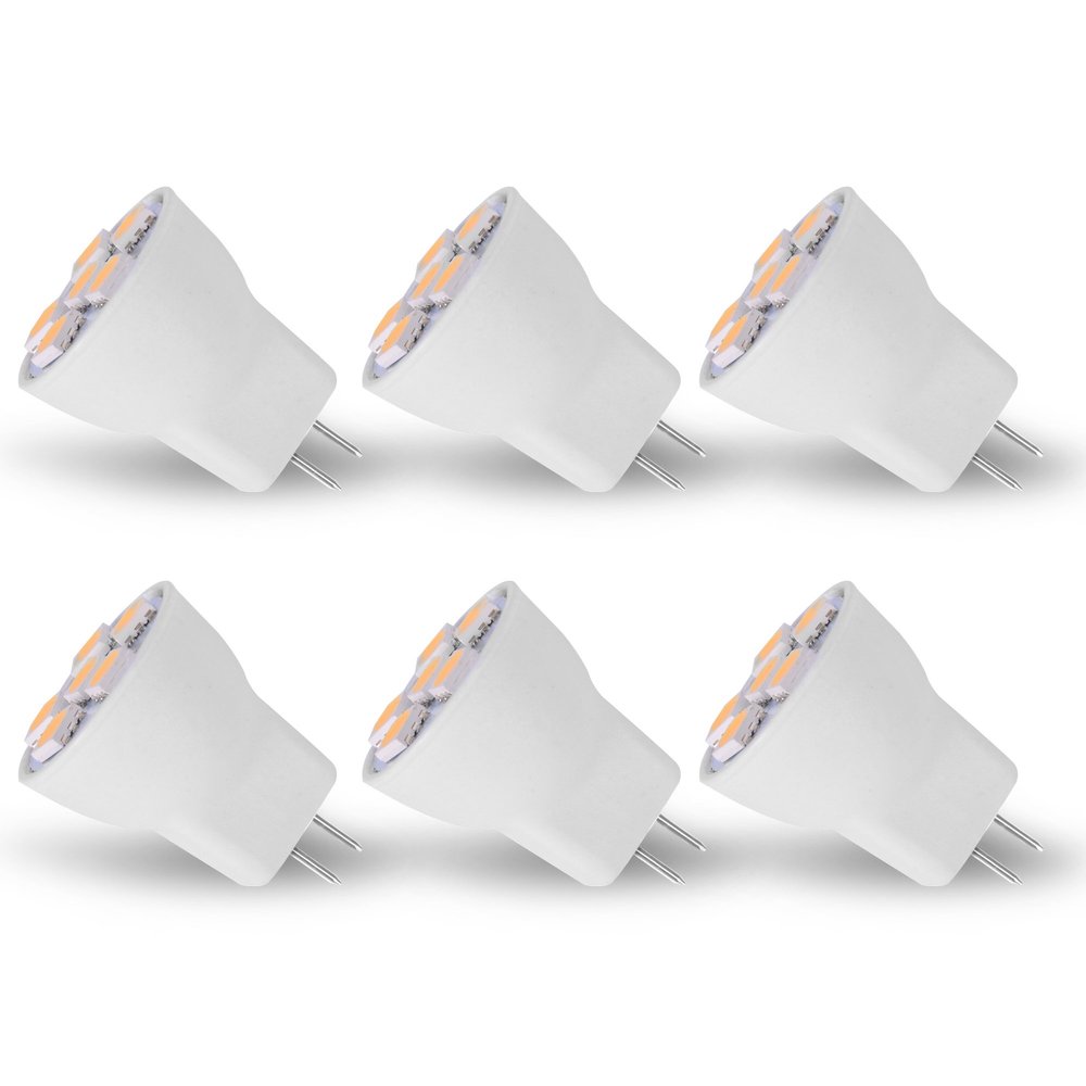 MR8 Light Bulb LED Replacement for Mini Halogen Recessed Lamps 12 Volt 1" Diameter GU4 RV Boat Camper Yacht Train Motor Home Interior Tiny House Ship Van Truck Sprinter Lighting - Warm White - 6 Pack