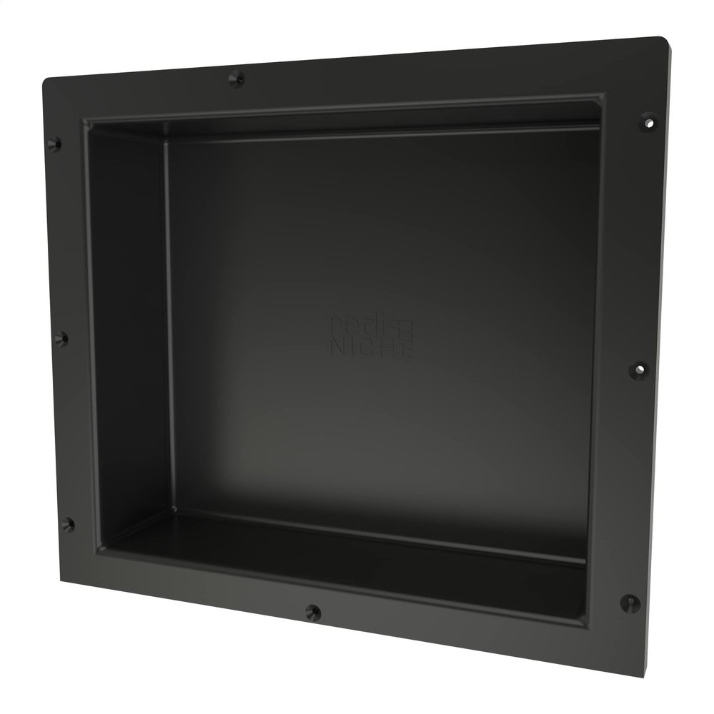 Tile Redi USA Niche Single Recessed Shower Shelf Black, One Inner Shelf, 16-Inch Width x 14-Inch Height x 4-Inch Depth (620)