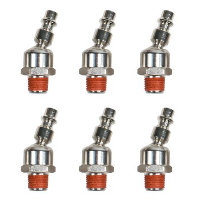 Industrial Swivel 1/4" NPT Male Quick Connect Air Tool Fittings - 6 Pack (Industrial/Milton (M) Style)