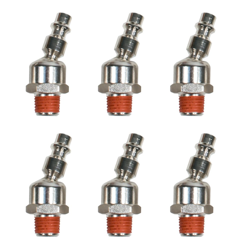 Industrial Swivel 1/4" NPT Male Quick Connect Air Tool Fittings - 6 Pack (Industrial/Milton (M) Style)