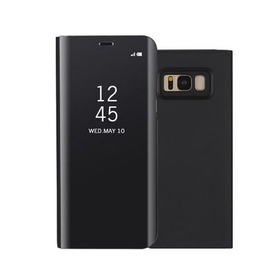 Galaxy S8 Case,Shinetop Smart Clear View Window Electroplate Plating Stand PC Mirror Flip Folio Case Cover Ultra Slim Thin Full Body Protective Case for Samsung Galaxy S8 (2017) with Kickstand-Black
