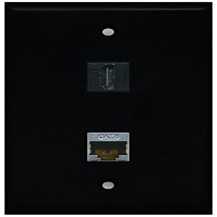 RiteAV - Black 1 Port HDMI 1 Port Shielded Cat6 Ethernet Wall Plate