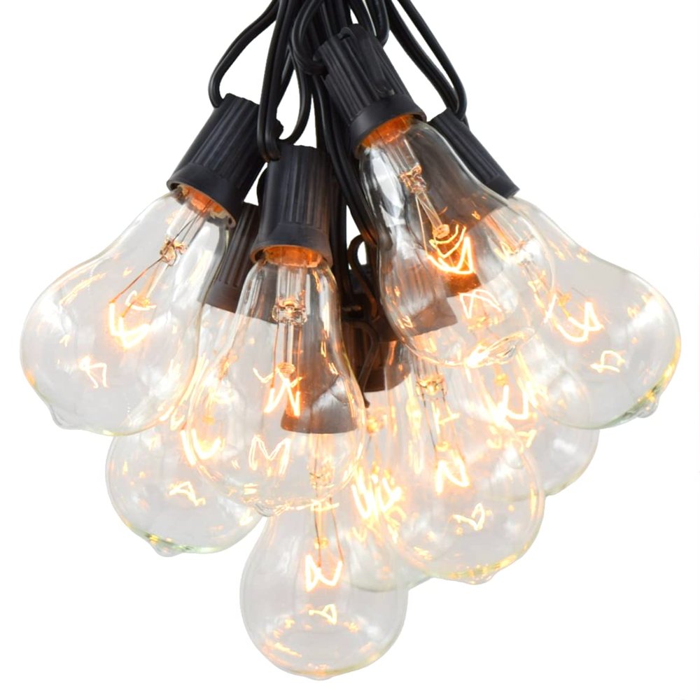Vintage Edison Outdoor String Lights (PS50 Clear - Black Wire, 25 ft)