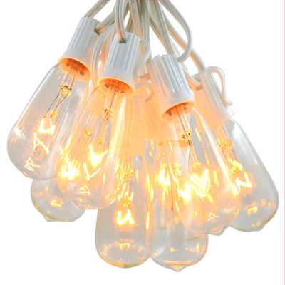 Vintage Edison Outdoor String Lights (ST40 Clear - White Wire, 50 ft)