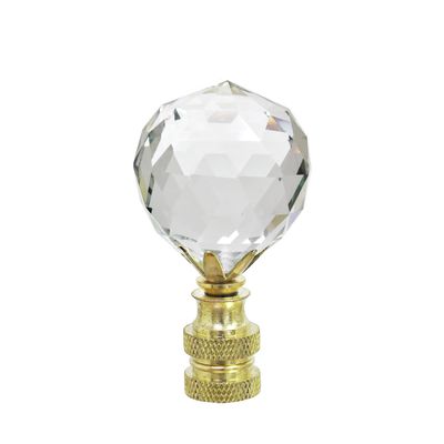Aspen Creative 24007-11 Clear Faceted Crystal Lamp Finial in Brass Plated Finish, 2 1/4" Tall (1 Pack)