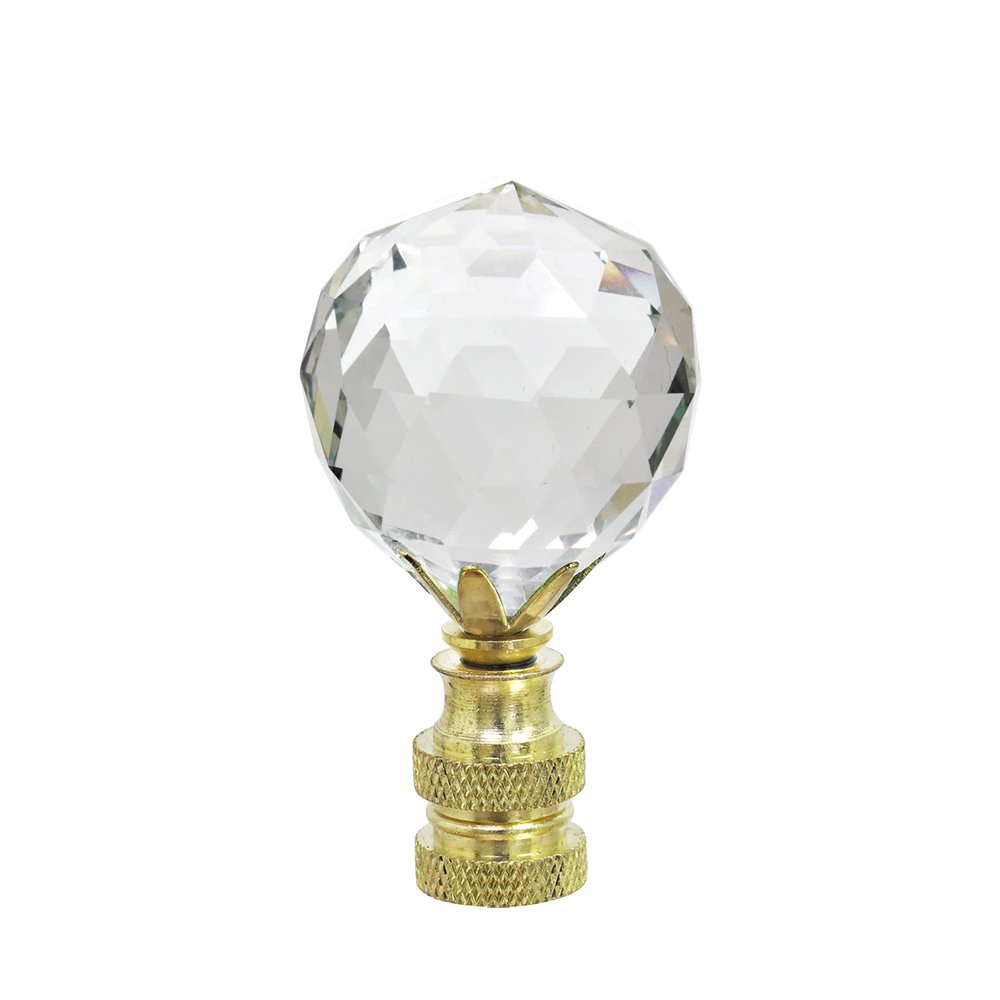 Aspen Creative 24007-11 Clear Faceted Crystal Lamp Finial in Brass Plated Finish, 2 1/4" Tall (1 Pack)