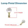 Aspen Creative 24007-11 Clear Faceted Crystal Lamp Finial in Brass Plated Finish, 2 1/4" Tall (1 Pack) view 3