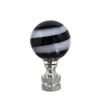 Aspen Creative 24009 Black and White Glass Ball Lamp Finial in Nickel Finish, 2" Tall (1 Pack)