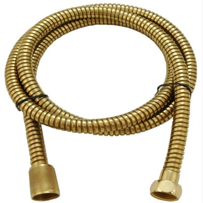 69" Metalic Shower Hose, All Metal Interlock Shower Hose with Brass Conical Nuts, by PlumbUSA (Polish Brass)