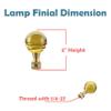 Aspen Creative 24015 Yellow Glass Ball Lamp Finial in Solid Brass Finish, 2" Tall (1 Pack) view 3