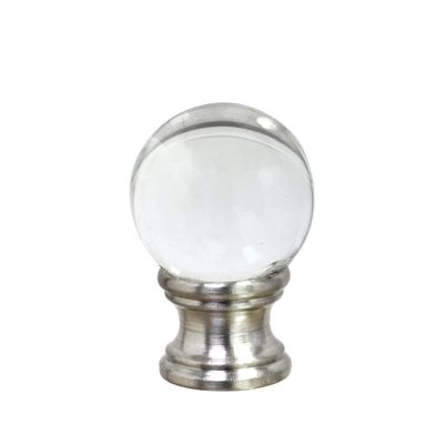 Aspen Creative 24014 Clear Glass Ball Lamp Finial in Nickel Finish, 1 1/2" Tall (1 Pack)