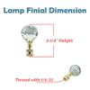 Aspen Creative 24007-22, 2 Pack, Light Green Faceted Crystal Lamp Finial in Brass Plated Finish, 2 1/4" Tall view 3