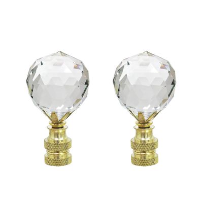 Aspen Creative 24007-12 Clear Faceted Crystal Lamp Finial in Brass Plated Finish, 2-1/4" Tall (1 Pack)