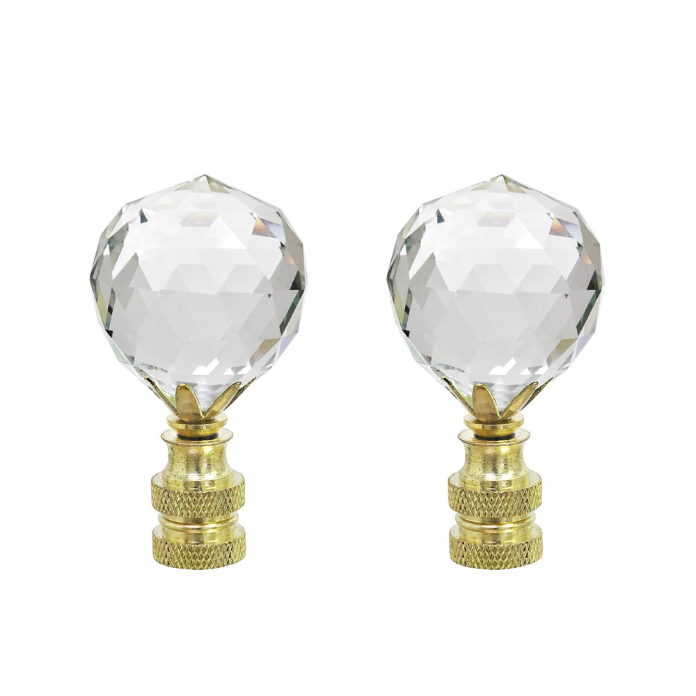 Aspen Creative 24007-12 Clear Faceted Crystal Lamp Finial in Brass Plated Finish, 2-1/4" Tall (1 Pack)