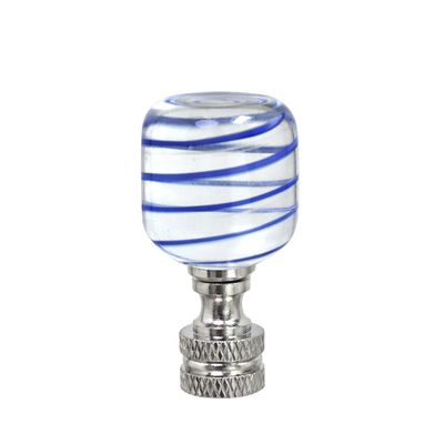 Aspen Creative 24011 Clear with Blue Line Glass Lamp Finial in Nickel Finish, 2" Tall (1 Pack)