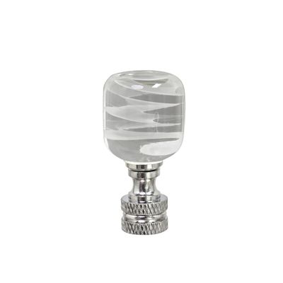 Aspen Creative 24010 Clear with White Cloud Glass Lamp Finial in Nickel Finish, 2" Tall (1 Pack)
