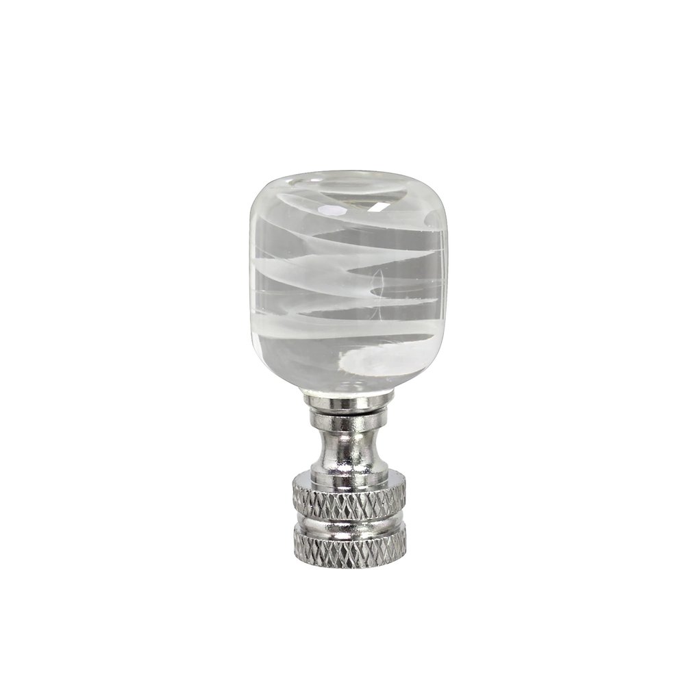 Aspen Creative 24010 Clear with White Cloud Glass Lamp Finial in Nickel Finish, 2" Tall (1 Pack)