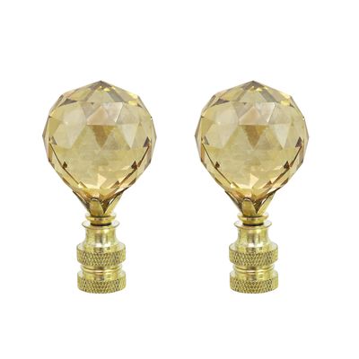 Aspen Creative 24007-32 Amber Faceted Crystal Lamp Finial in Brass Plated Finish, 2 1/4" Tall (2 Pack)