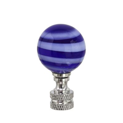 Aspen Creative 24013 Blue and White Glass Ball Lamp Finial in Nickel Finish, 2" Tall (1 Pack)