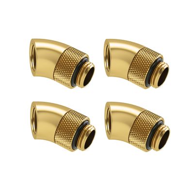 Barrow G1/4" Male to Female Extender Fitting, 45 Degree Rotary, Gold, 4-pack