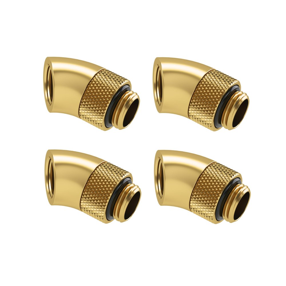 Barrow G1/4" Male to Female Extender Fitting, 45 Degree Rotary, Gold, 4-pack