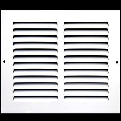 HVAC Premium 14'' x 6'' [Duct Opening] Flat Stamped Steel Return Air Grille - Sidewall and Ceiling - HVAC Vent Duct Cover - White [Outer Dimensions: 15.75''w X 7.75''h]