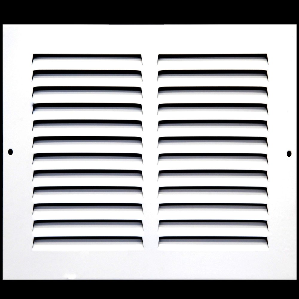 HVAC Premium 14'' x 6'' [Duct Opening] Flat Stamped Steel Return Air Grille - Sidewall and Ceiling - HVAC Vent Duct Cover - White [Outer Dimensions: 15.75''w X 7.75''h]