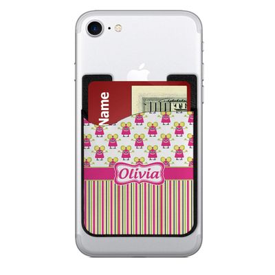 YouCustomizeIt Personalized Pink Monsters & Stripes 2-in-1 Cell Phone Credit Card Holder & Screen Cleaner