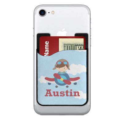 Personalized Airplane & Pilot 2-in-1 Cell Phone Credit Card Holder & Screen Cleaner