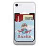 Personalized Airplane & Pilot 2-in-1 Cell Phone Credit Card Holder & Screen Cleaner view 1