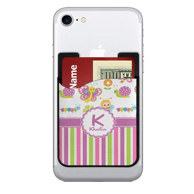 YouCustomizeIt Personalized Butterflies & Stripes 2-in-1 Cell Phone Credit Card Holder & Screen Cleaner