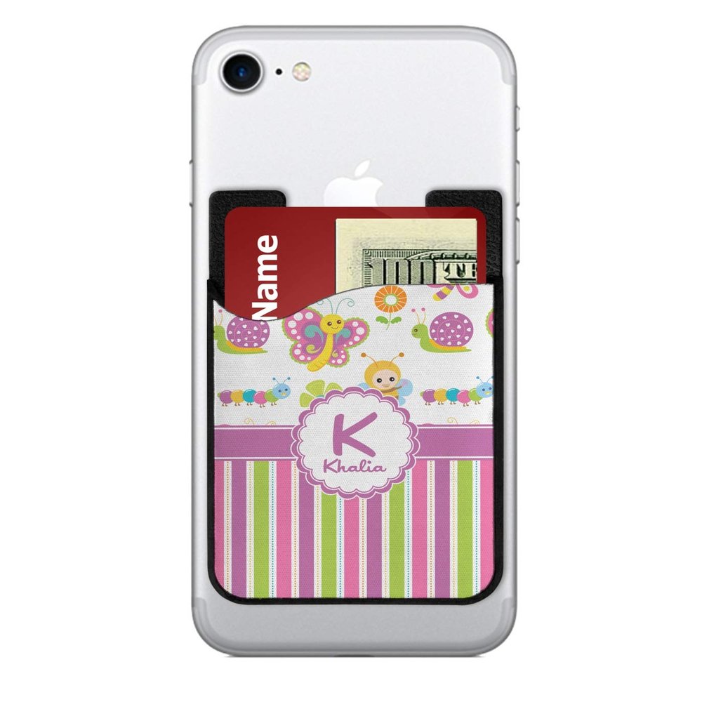 YouCustomizeIt Personalized Butterflies & Stripes 2-in-1 Cell Phone Credit Card Holder & Screen Cleaner