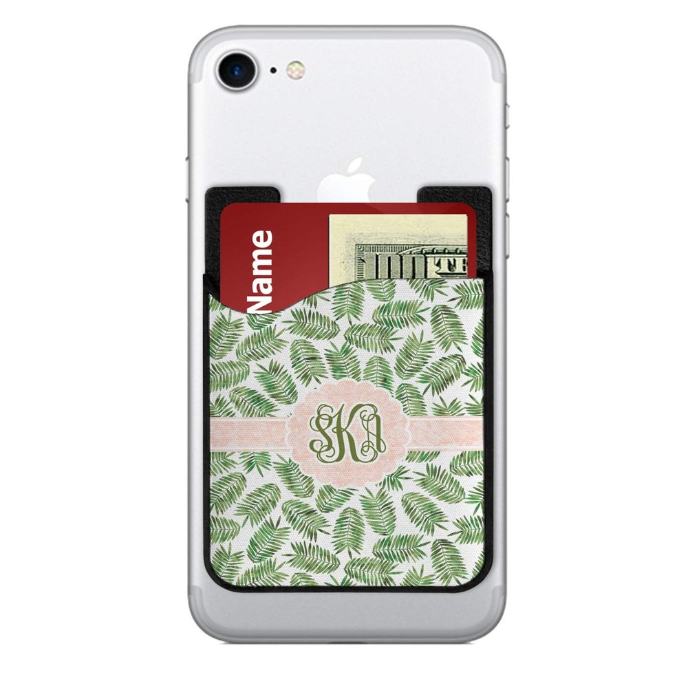 YouCustomizeIt Personalized Tropical Leaves 2-in-1 Cell Phone Credit Card Holder & Screen Cleaner