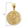 10K Yellow Gold Lucky Charm Round Coin Medal Talisman Pendant Charm view 3