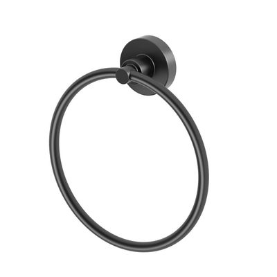 Gatco 5502 Studio Bathroom Towel Ring | Modern Hand Towel Holder for Bathroom | Stylish Decorative Hardware, Heavy Duty Metal, EZ Ancor Mounting | Matte Black