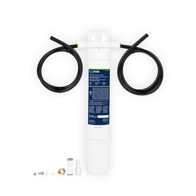 EcoPure Main Faucet Under Sink Inline Water Filtration System (EPWUFF1) | NSF Certified | Reduces Chlorine, Sediment & Cysts | No Additional Faucet Required