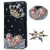 STENES Bling Case Compatible with Galaxy Note 5 Case - 3D Handmade Crystal Crown Pretty Heart Sparkle Wallet Credit Card Slots Fold Stand Leather Cover - Colorful view 1