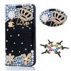 STENES Bling Case Compatible with Galaxy Note 5 Case - 3D Handmade Crystal Crown Flowers Floral Sparkle Wallet Credit Card Slots Fold Stand Leather Cover - Gold view 1