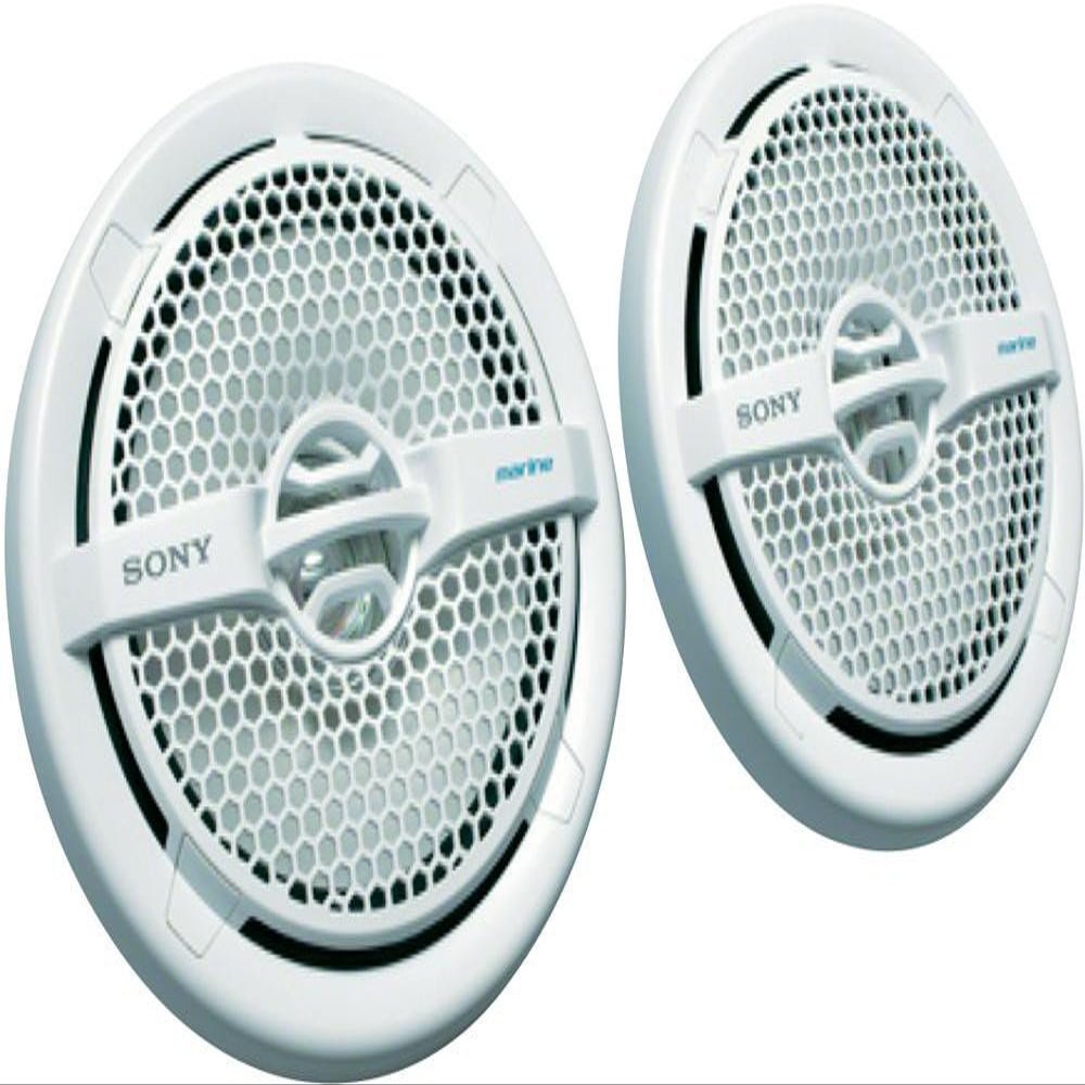 Sony Marine Audio Speakers Stereo Marine Use Certified with 6.5 Inch Dual Cone Design for Boats, Pools, and Other Outdoor Audio Systems, White