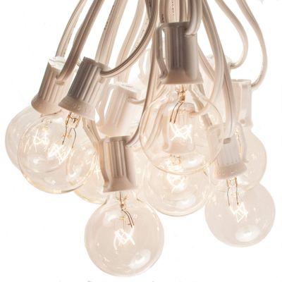 50 Foot Globe String Lights - White Wire - 50 G40 Clear 1.6 Inch Bulbs