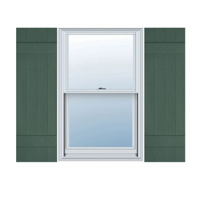Ekena Millwork 14"W x 33"H Lifetime Vinyl, Custom Four Board Joined (2 Batten), Board-n-Batten Shutters, w/Shutter-Loks (Per Pair), Forest Green