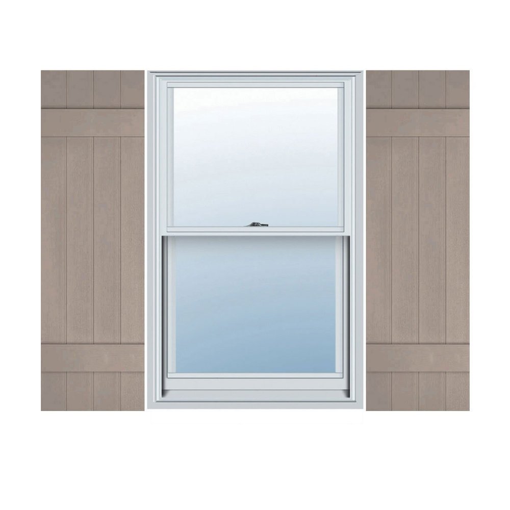 14"W x 50"H Lifetime Vinyl, TailorMade Four Board Joined (2 Batten), Board-n-Batten Shutters, w/Shutter-Loks (Per Pair), Clay