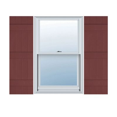 Ekena Millwork 14"W x 62"H Lifetime Vinyl, Custom Four Board Joined (3 Batten), Board-n-Batten Shutters, w/Shutter-Loks (Per Pair), Wineberry