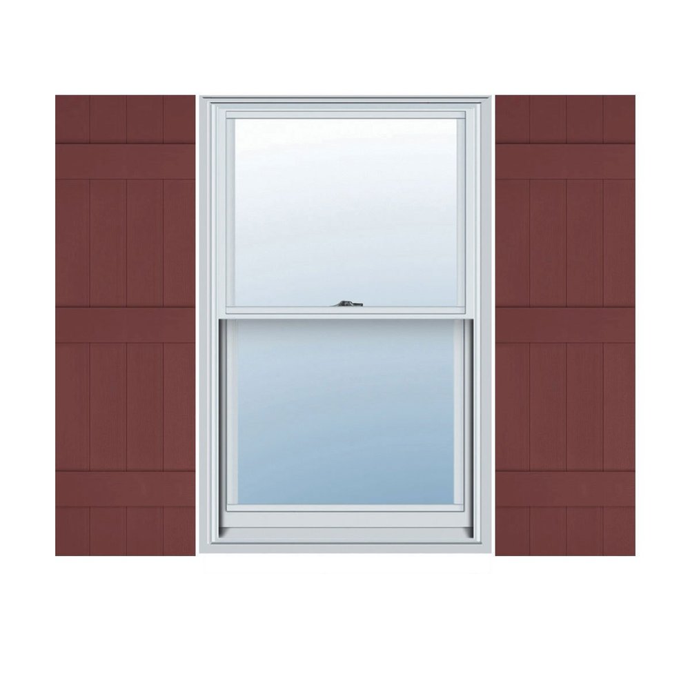 14"W x 65"H Lifetime Vinyl, TailorMade Four Board Joined (3 Batten), Board-n-Batten Shutters, w/Shutter-Loks (Per Pair), Wineberry