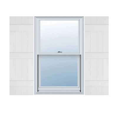 14"W x 74"H Lifetime Vinyl, TailorMade Four Board Joined (3 Batten), Board-n-Batten Shutters, w/Shutter-Loks (Per Pair), White