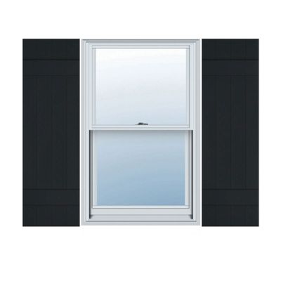 14"W x 38"H Lifetime Vinyl, TailorMade Four Board Joined (2 Batten), Board-n-Batten Shutters, w/Shutter-Loks (Per Pair), Black
