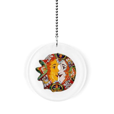 Mexican Talavera Kissing Sun and Moon Fan/Light Pull