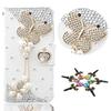 STENES Bling Case Compatible with Galaxy S8 Active Case - 3D Handmade Crystal Butterfly Pendant Flower Sparkle Wallet Credit Card Slots Fold Stand Leather Cover Active - White view 1