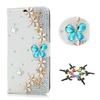 STENES Bling Case Compatible with Galaxy S8 Active Case - 3D Handmade Crystal Butterfly Flowers Floral Sparkle Wallet Credit Card Slots Fold Stand Leather Cover Active - Blue view 1