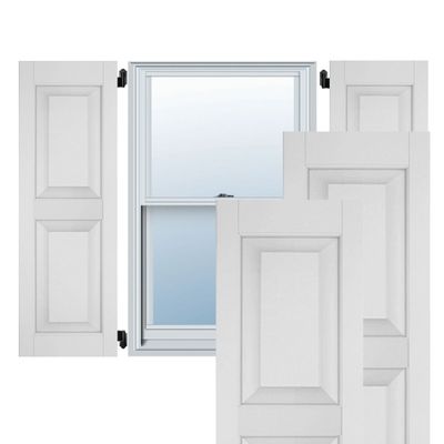12"W x 38"H Exterior Real Wood Pine Raised Panel Shutters (Per Pair), Primed